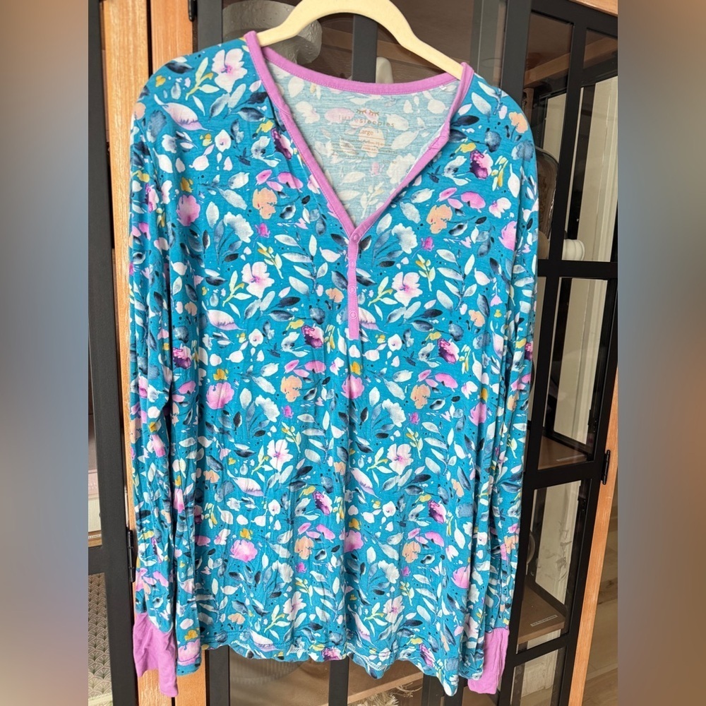 Little Sleepies Jade Floral pajamas top long sleeve adult women’s henley bamboo